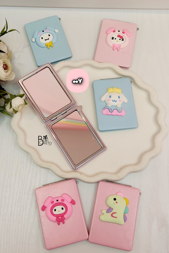 آینه جیبی چرمی آبی